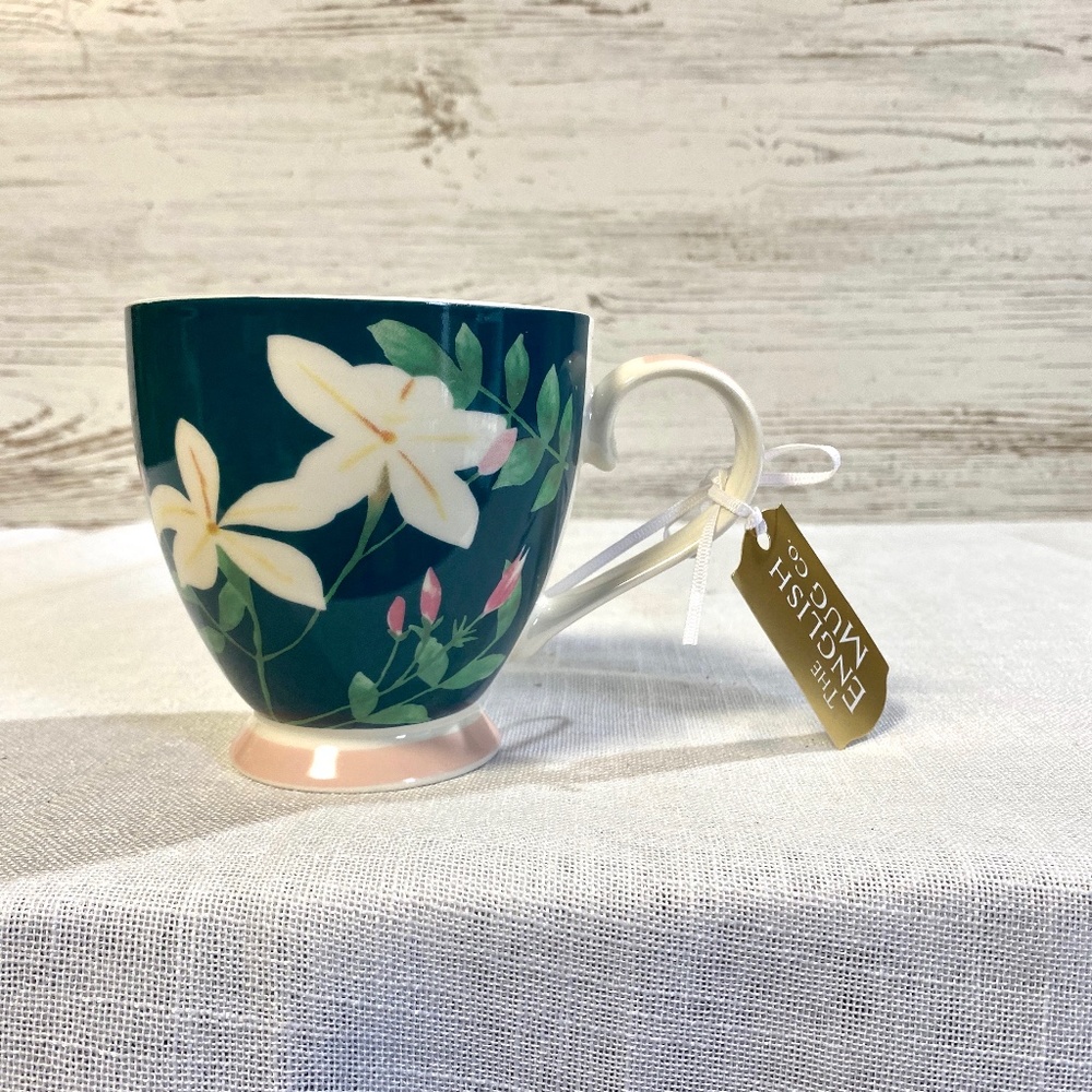 The English Mug Co Footed Floral Mug Green and Pink